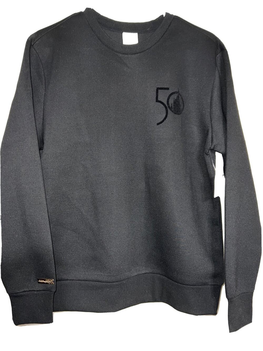 New Walt Disney World 50th Anniversary All Black Pullover Sweater Size Small